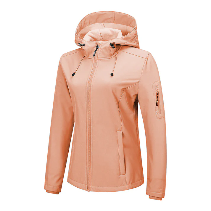 Women's oftshell Jacket with Hood Lightweight Waterproof Windbreaker