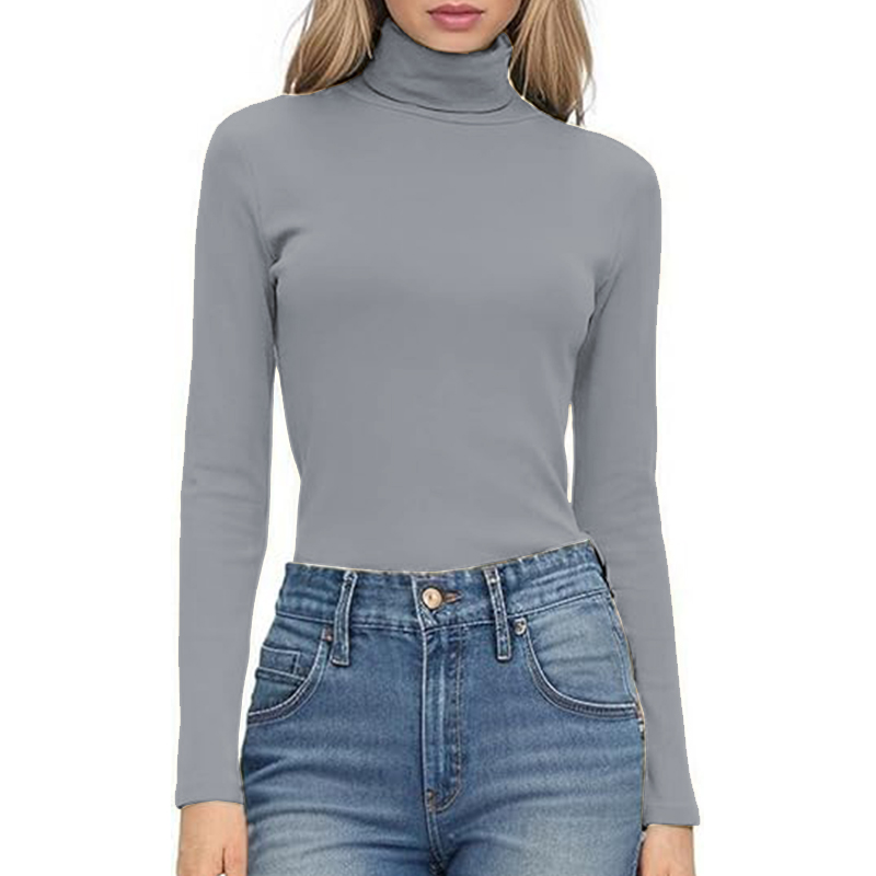 Women Long Sleeve Loose Fitted Crewneck Solid Color Basic Top