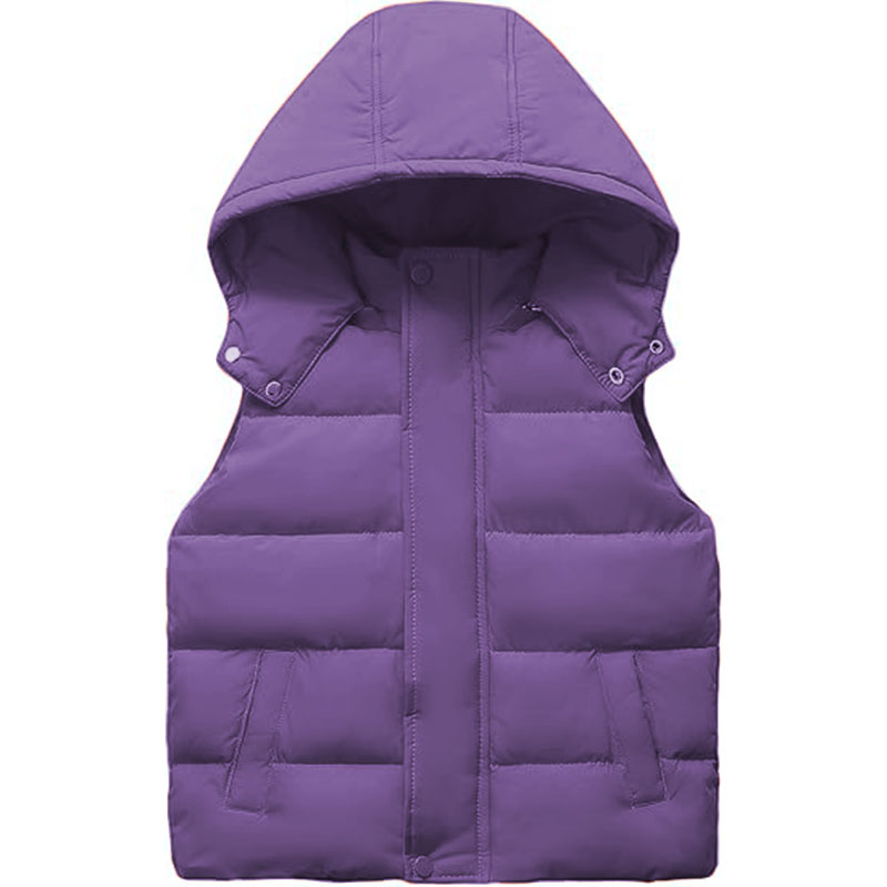 6 Color Womens Quilted Puffer Vest Hooded Winter Casual Stand Collar Gilet