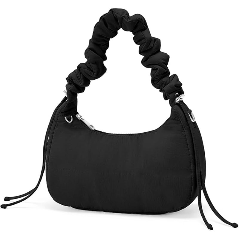 Small Puffer Shoulder Bag Quilted Crescent Crossbody Bags 