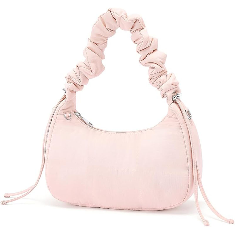Small Puffer Shoulder Bag Quilted Crescent Crossbody Bags 