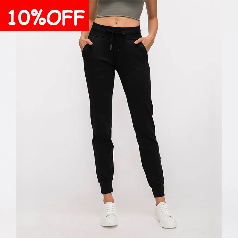12 Colors Drawstring Pants Fitness Women Sweatpants with Two Side Pockets 4-Way Stretch Leggings Lady Stretchy Pants