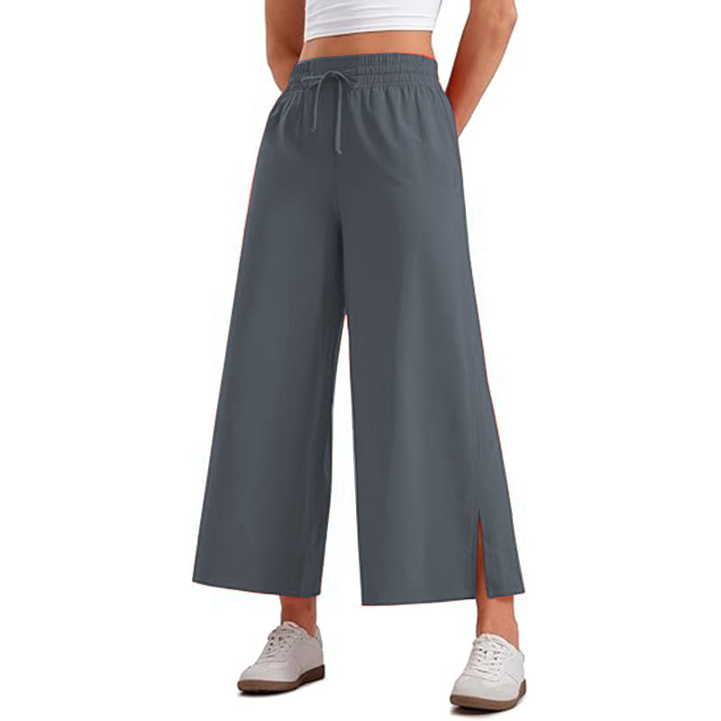 Women's Cropped Paper Bag High Waist Pants 23 inch Pant with Pockets
