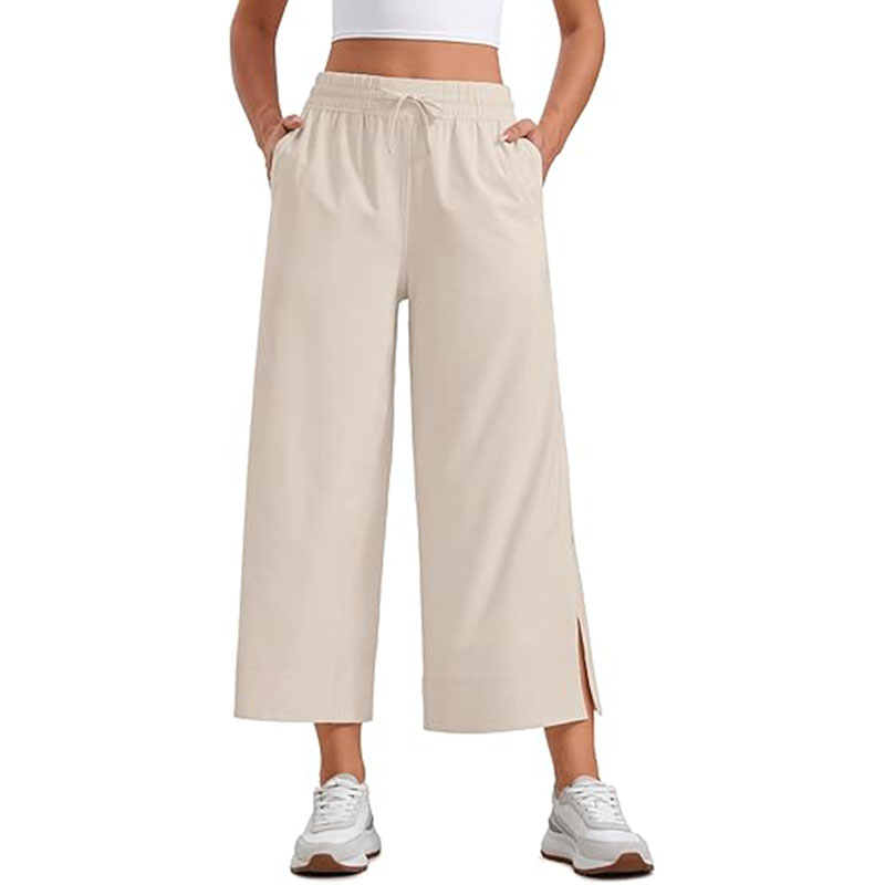 Women's Cropped Paper Bag High Waist Pants 23 inch Pant with Pockets