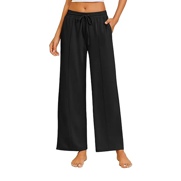Women Wide Leg Pants Elastic Waist Lounge Pants with Pockets