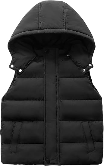 6 Color Womens Quilted Puffer Vest Hooded Winter Casual Stand Collar Gilet