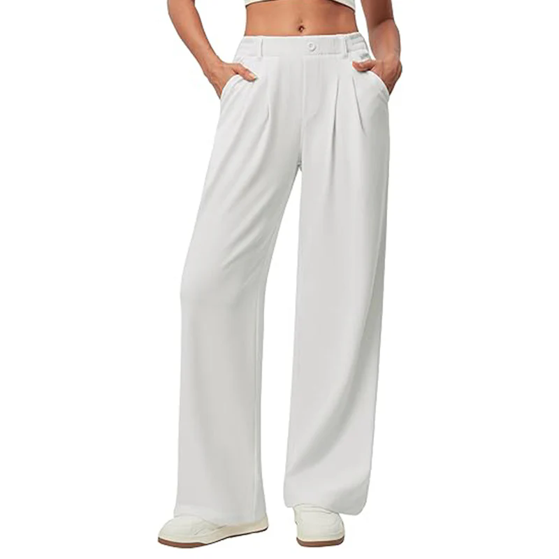 New Yoga Pants with Pockets for Women Wide Leg Pants and Short sleeve