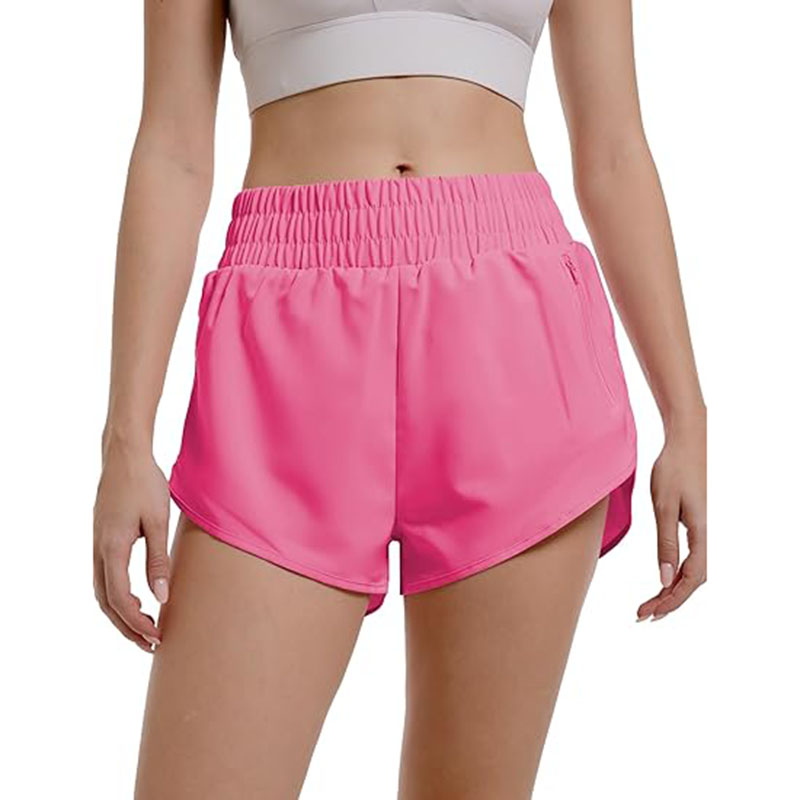 Womens Athletic Running with Zipper Pocket High Waisted Short