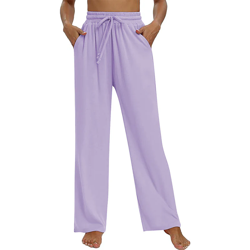 Women Wide Leg Yoga Pants Elastic Waist Lounge Pants with Pockets