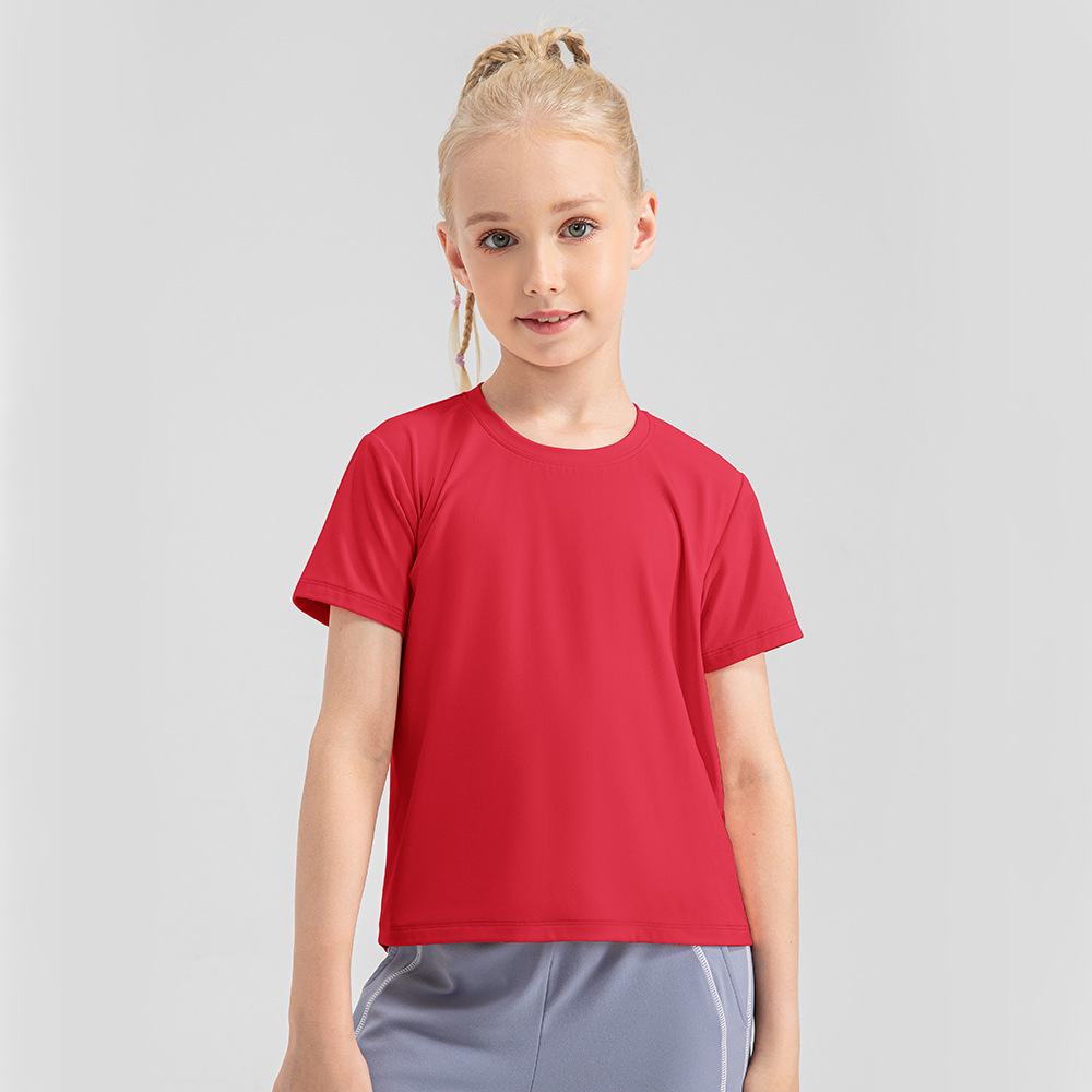 4 Colors Girls Kid Cute Shirt Quick Dry Breathable Stretch Short Sleeve Kids Clothing Children Yoga Sports Dance Tank Top Shirts