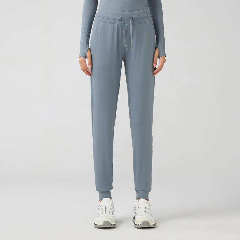 12 Colors Drawstring Pants Fitness Women Sweatpants with Two Side Pockets 4-Way Stretch Leggings Lady Stretchy Pants