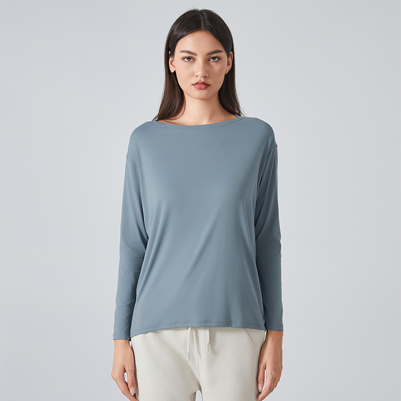 Women Yoga Shirts Outdoor Sports Clothing Loose Long-Sleeve