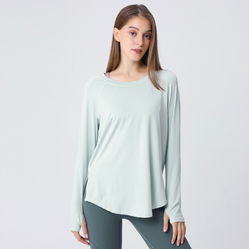 Women's Long Sleeve Loose Fitted Crewneck Solid Color Basic Tops