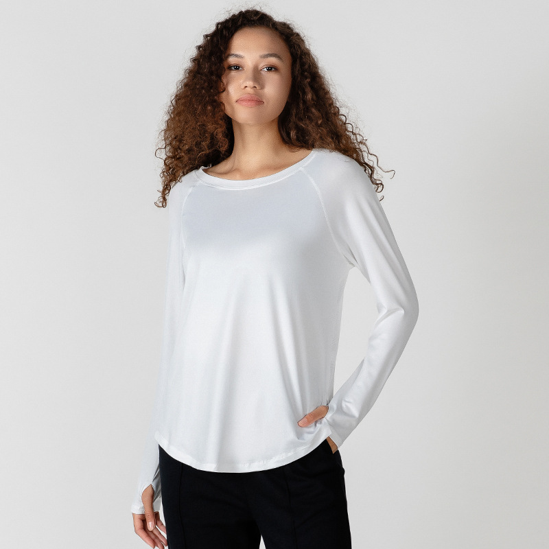 Women's Long Sleeve Loose Fitted Crewneck Solid Color Basic Tops