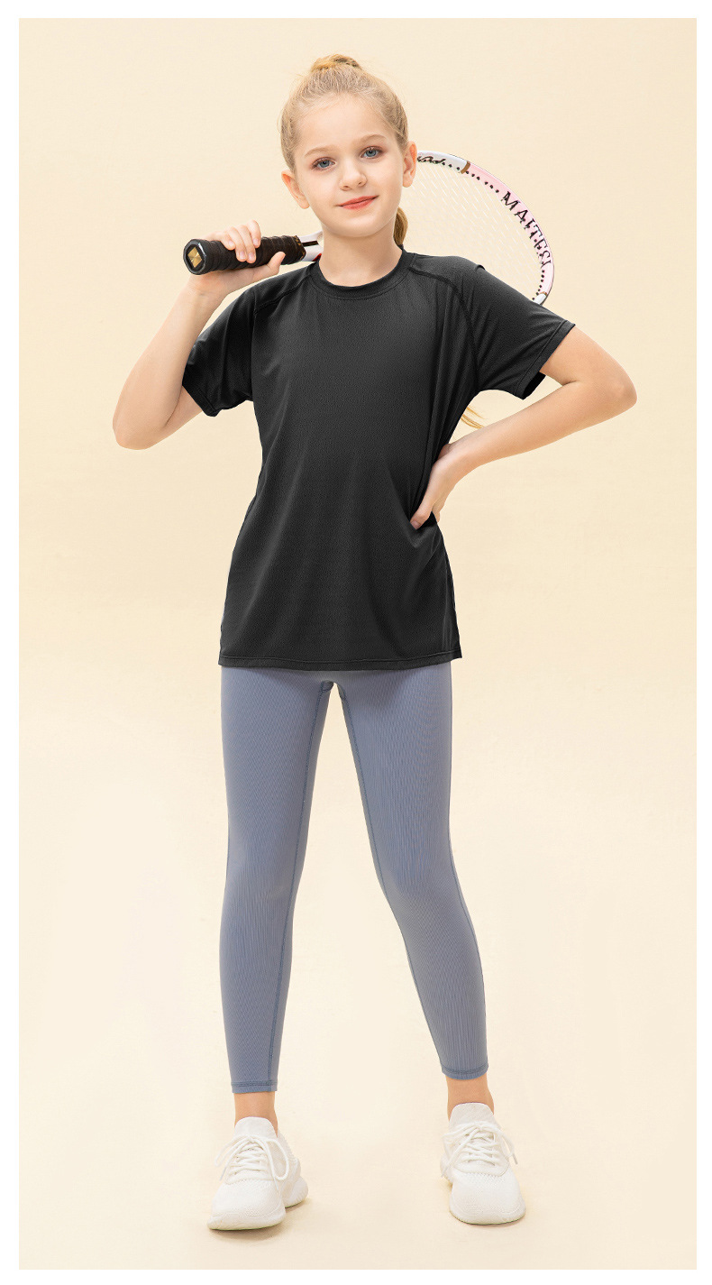 NWT Girls Kid Cute Shirt Quick Dry Breathable Stretch Short Sleeve Kids Clothing Children Yoga Sports Dance Tank Top Shirts