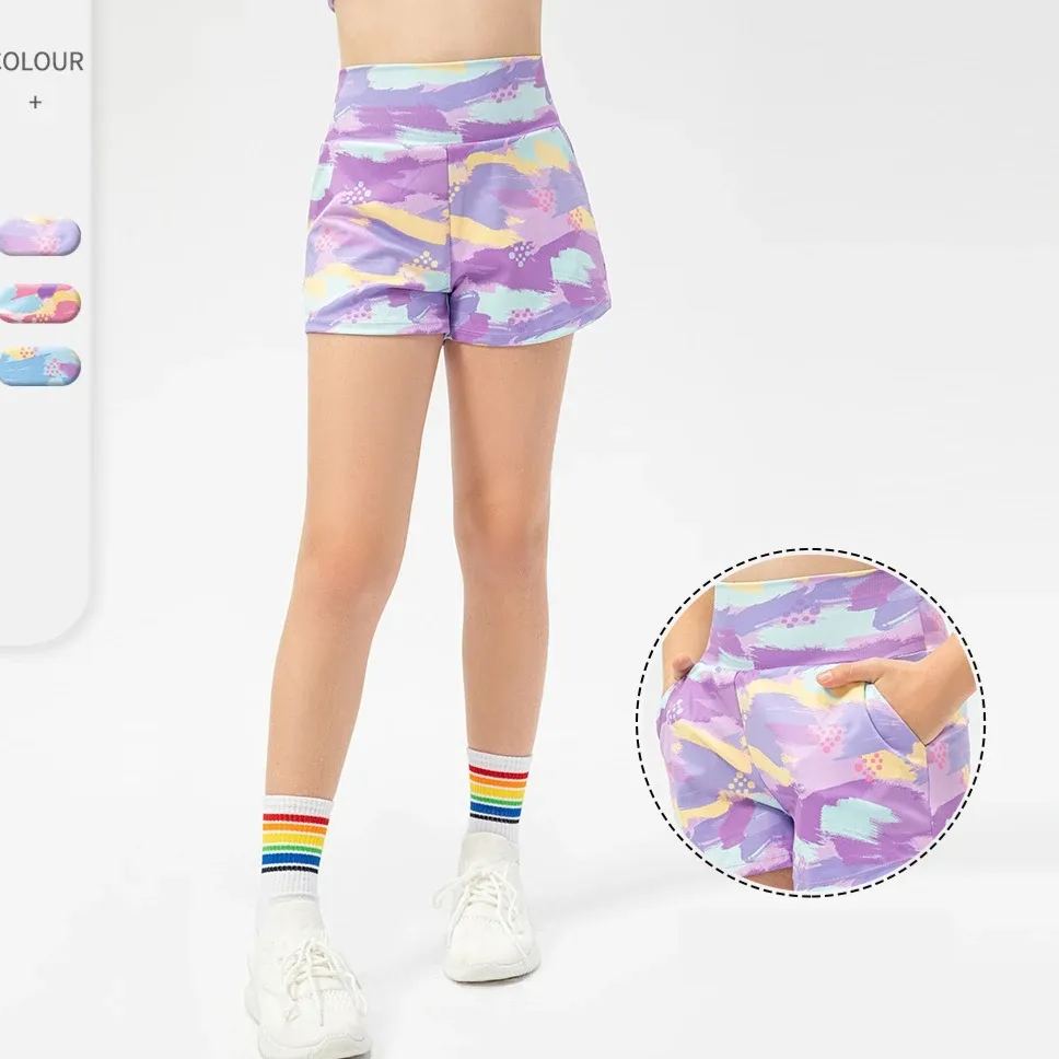 Kid Girls Skirt Stretchy Short Sports Tennis Short Children Breathable Short Free Tie Dye color