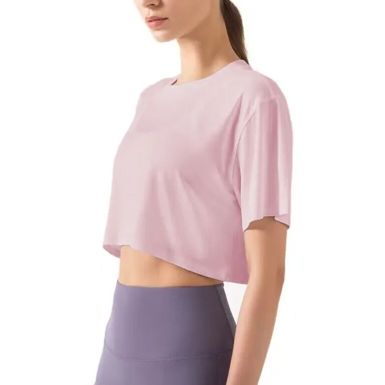 Women Short Sleeve Sport Vest Loose Fit Plain Fitness Vest