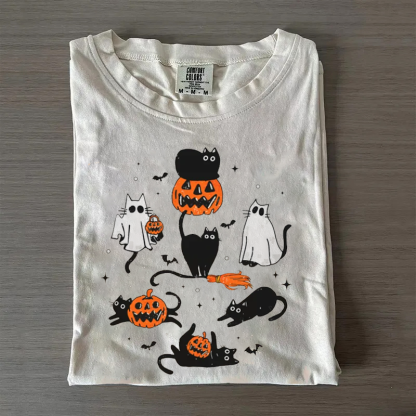 Halloween Ghost Cats Comfort Colors T-shirt