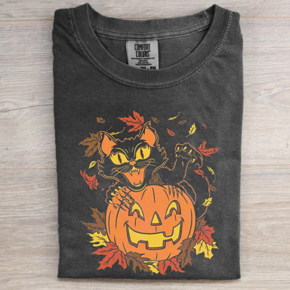 Comfort Colors Cat on Pumpkin T-shirt