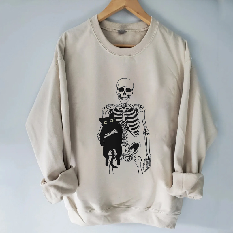 Skeleton and Cat Sweatshirt