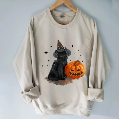 Vintage Black Cat Halloween sweatshirt
