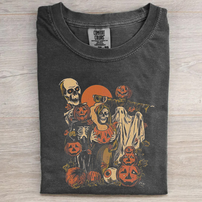 Retro Ghost Pumpkin Halloween T-shirt