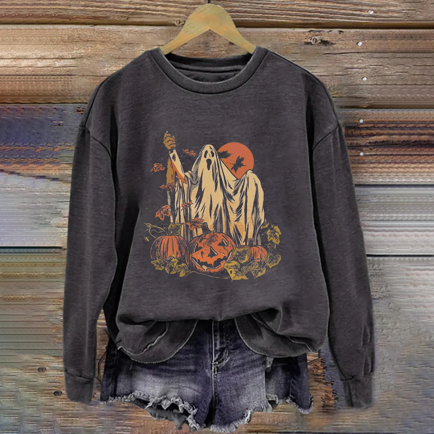 Retro Ghost Pumpkin Halloween T-shirt/Sweatshirt
