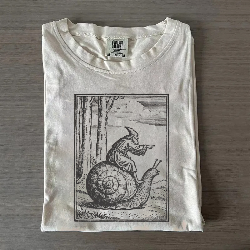 Retro Medieval Snail Rider T-shirt