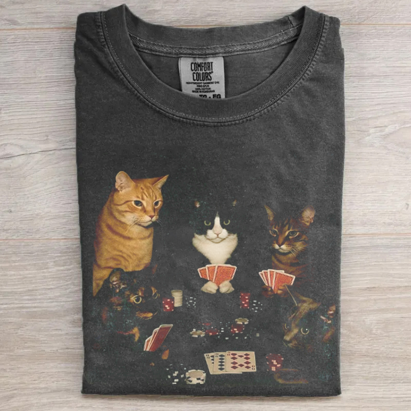 Vintage Cats Playing Pokerr Meme T-shirt