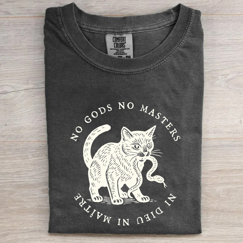 No Kings No Gods No Masters Cat T-shirt