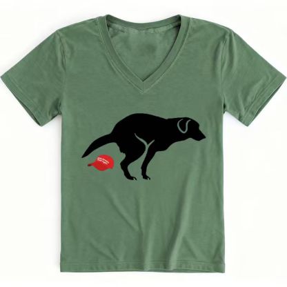 Dog Pooping on MAGA Hat Funny T-shirt