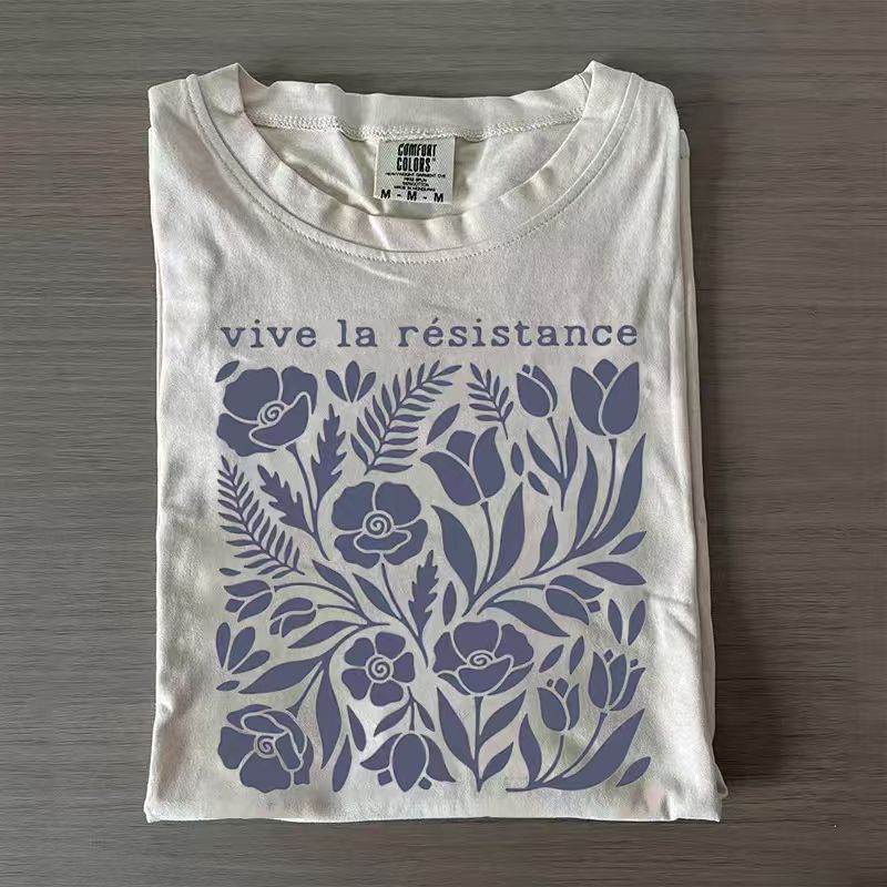 Vive La Resistance Floral Pattern T-shirt
