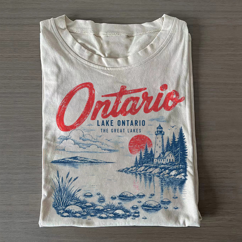 Vintage Loon Lighthouse Graphic T-shirt