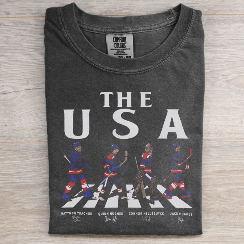 USA Walking Road Signatures Ice Hockey T-shirt