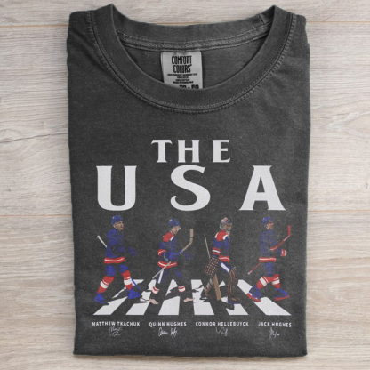 USA Walking Road Signatures Ice Hockey T-shirt