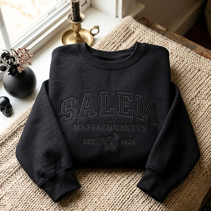 Salem Massachusetts Embroidered Sweatshirt