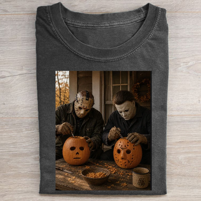 Vintage Pumpkin Carving Horror T-shirt 