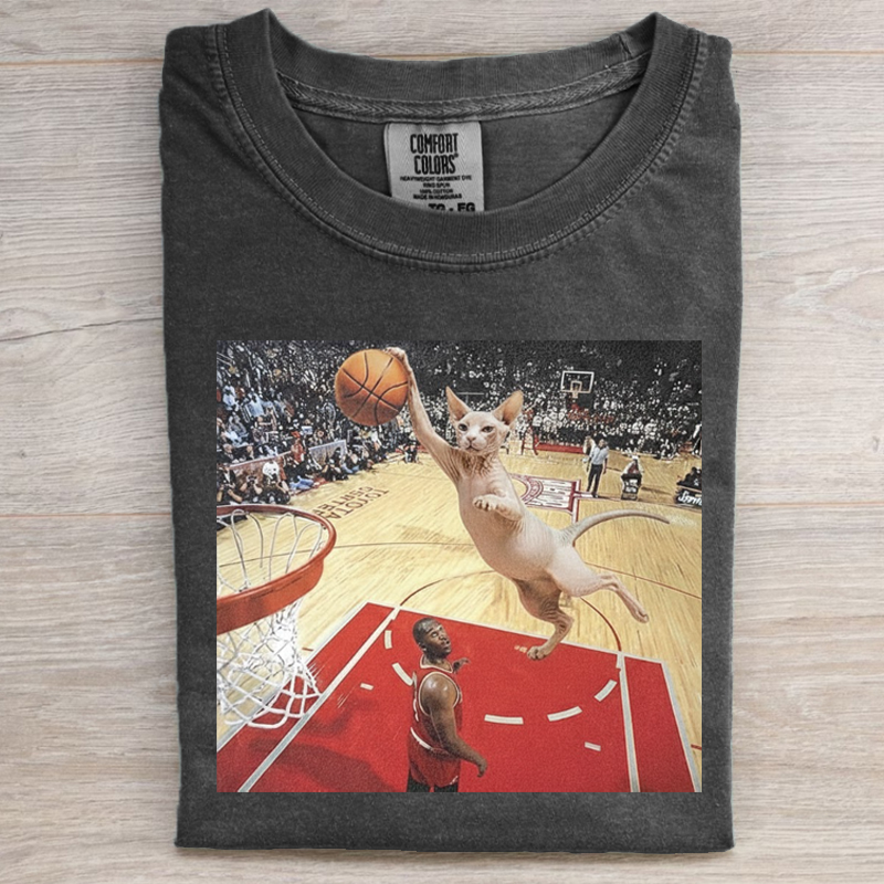 Vintage Funny Sphynx Dunking Basketball MemeT-shirt