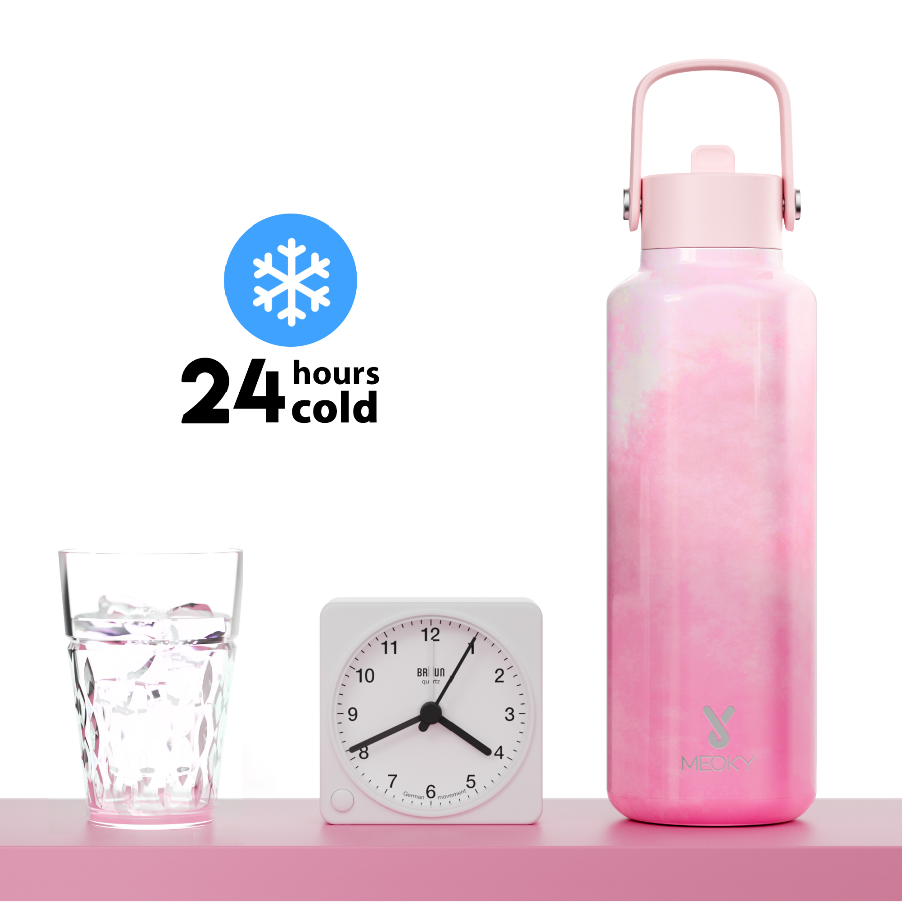 18oz hexagonal water bottle gradient pink white