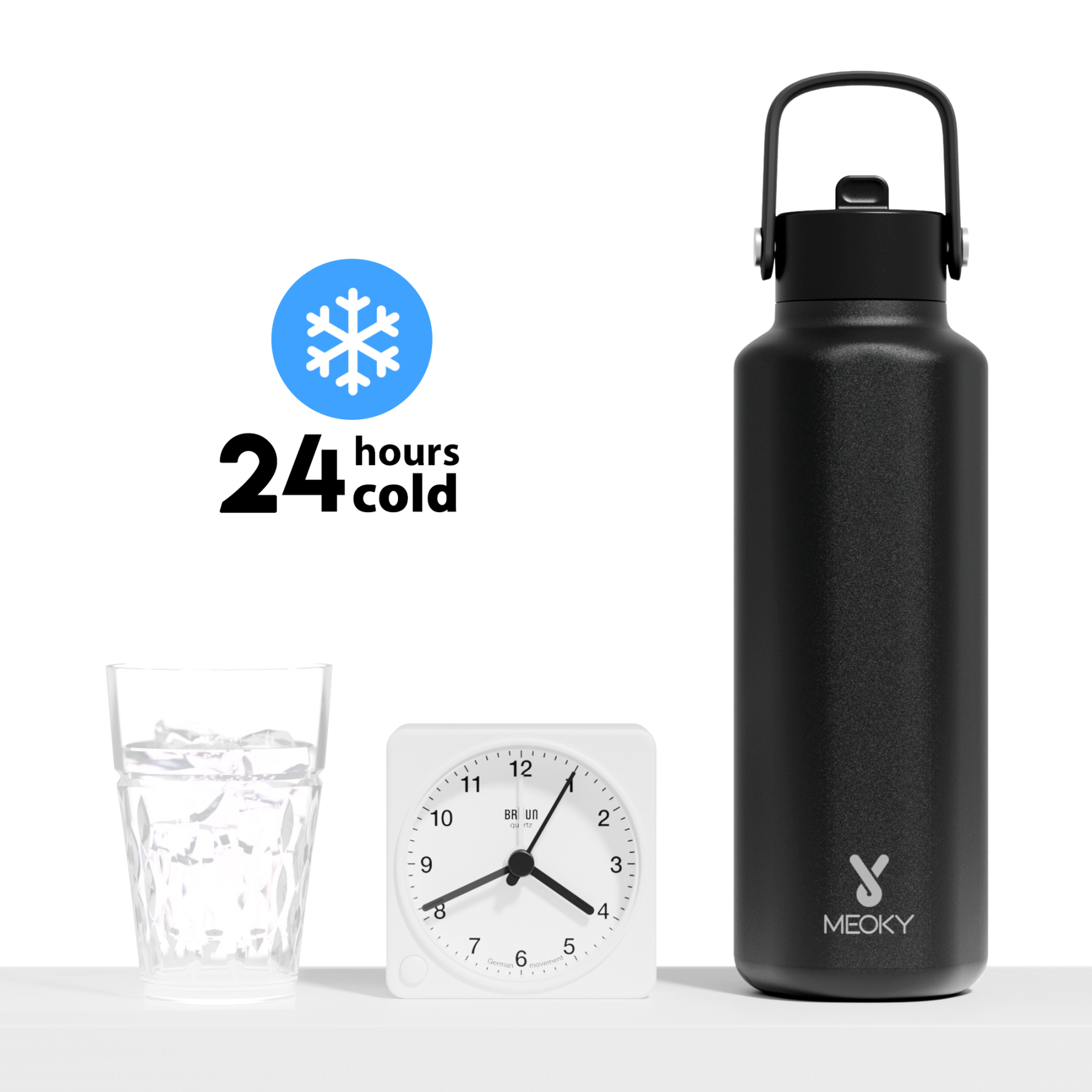 18oz hexagonal water bottle pure black