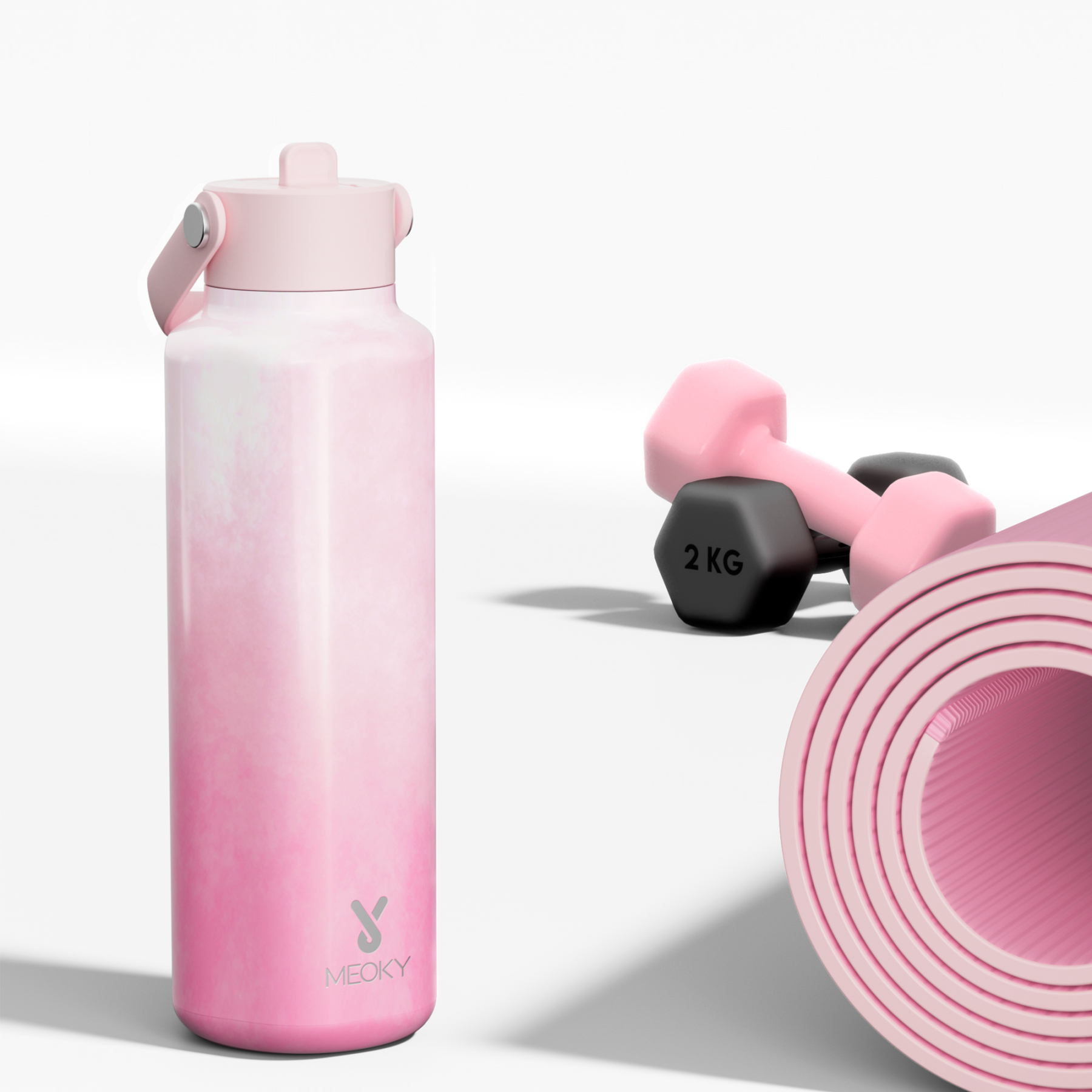 18oz hexagonal water bottle gradient pink white