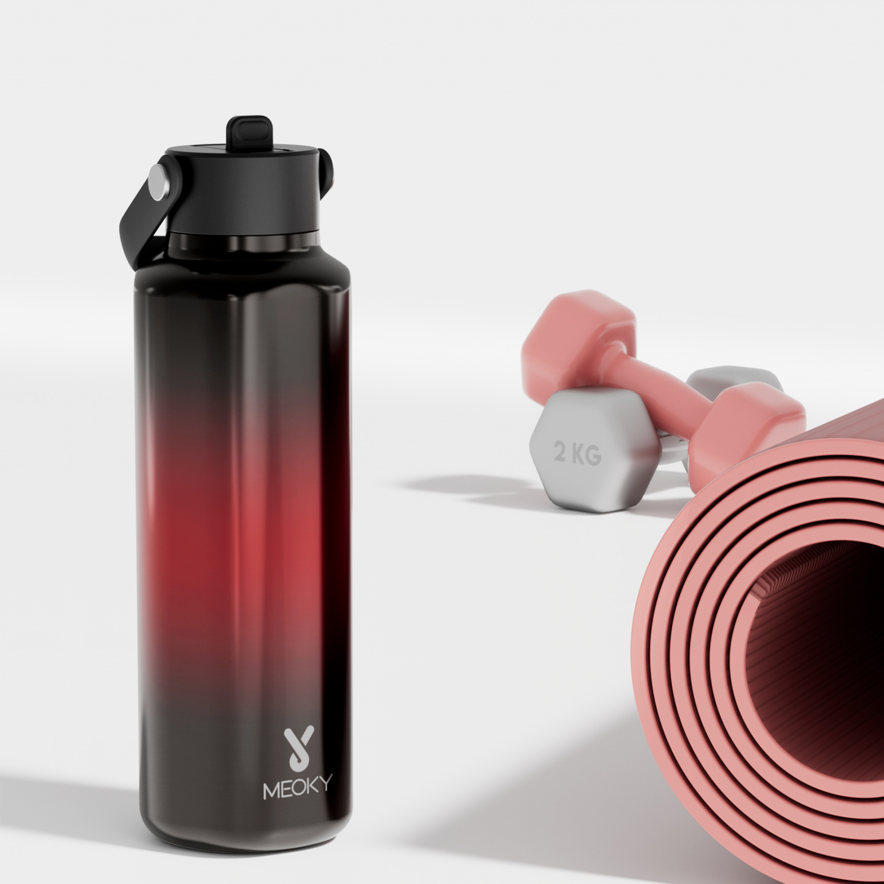 18oz hexagonal water bottle gradient black orange