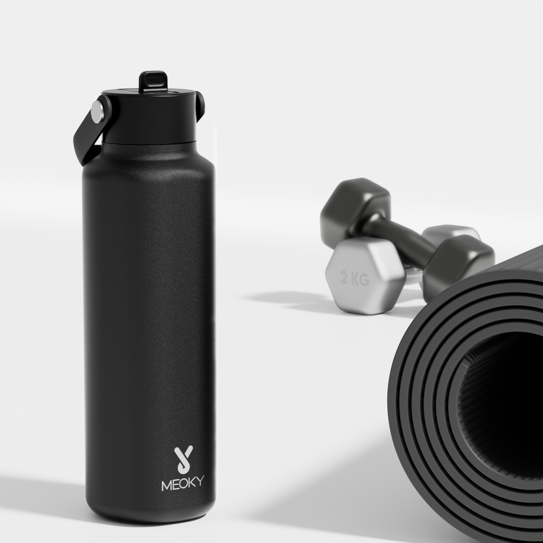 18oz hexagonal water bottle pure black