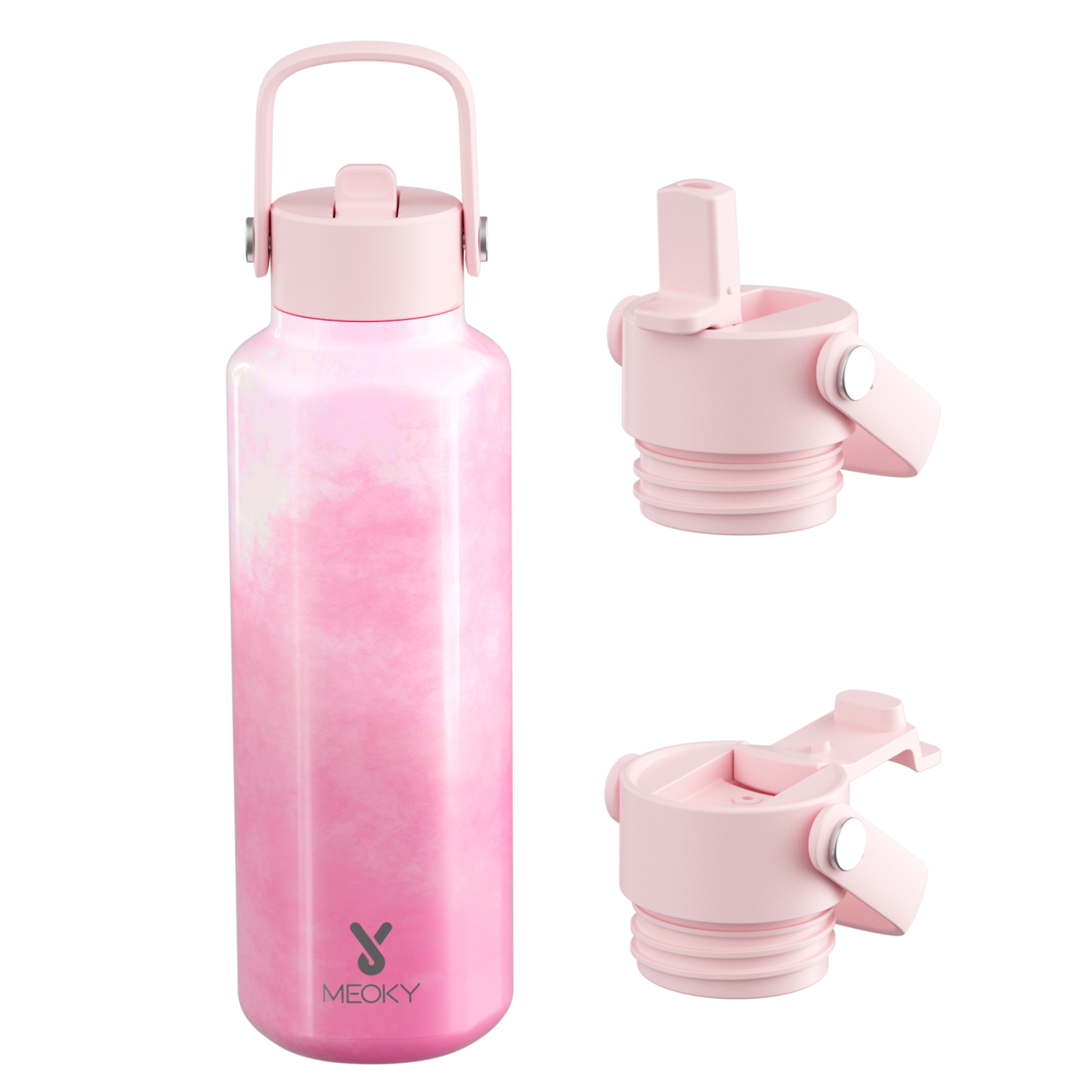 18oz hexagonal water bottle gradient pink white