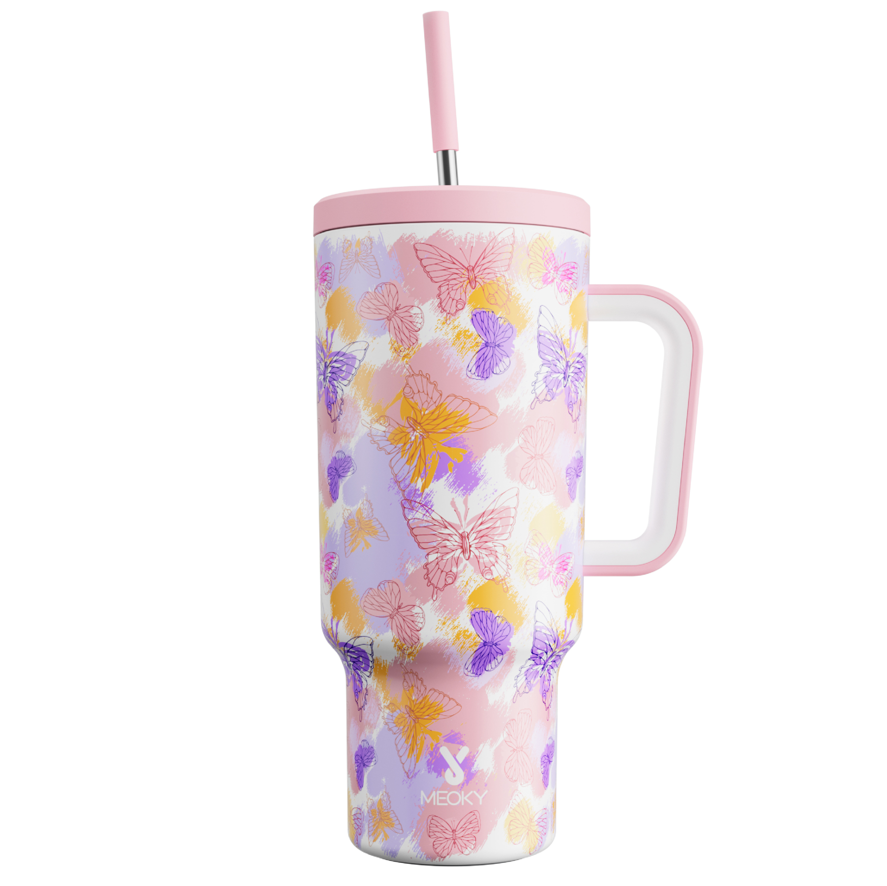 40oz Tumbler With Straw Flutter Bloom