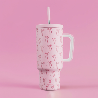 40oz Tumbler With Straw Bow Tie-Bow Blossoms
