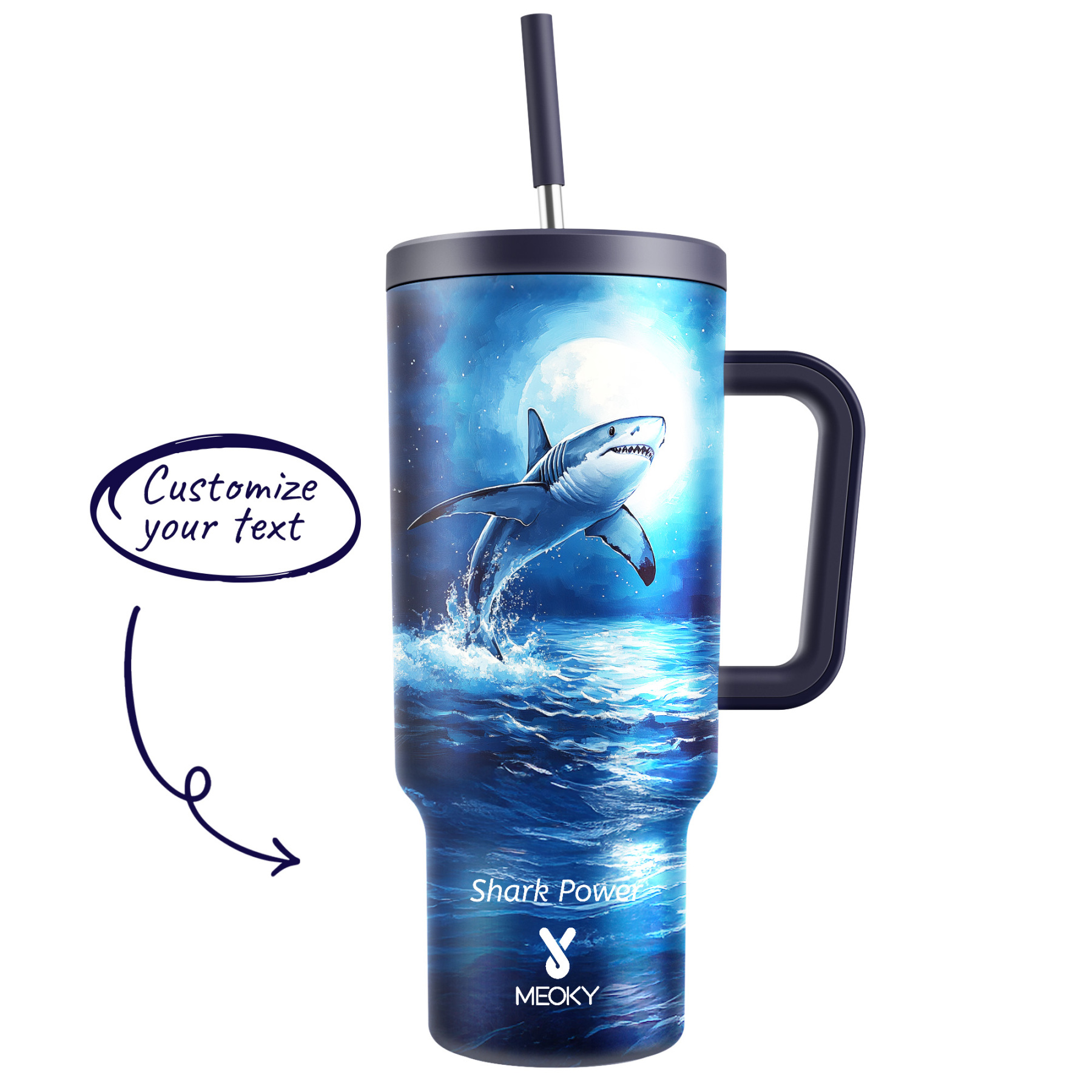 [Copy]40oz Tumbler With Straw Customized - Moonlight Ocean - Gifts for yourself, family, friends, lovers!