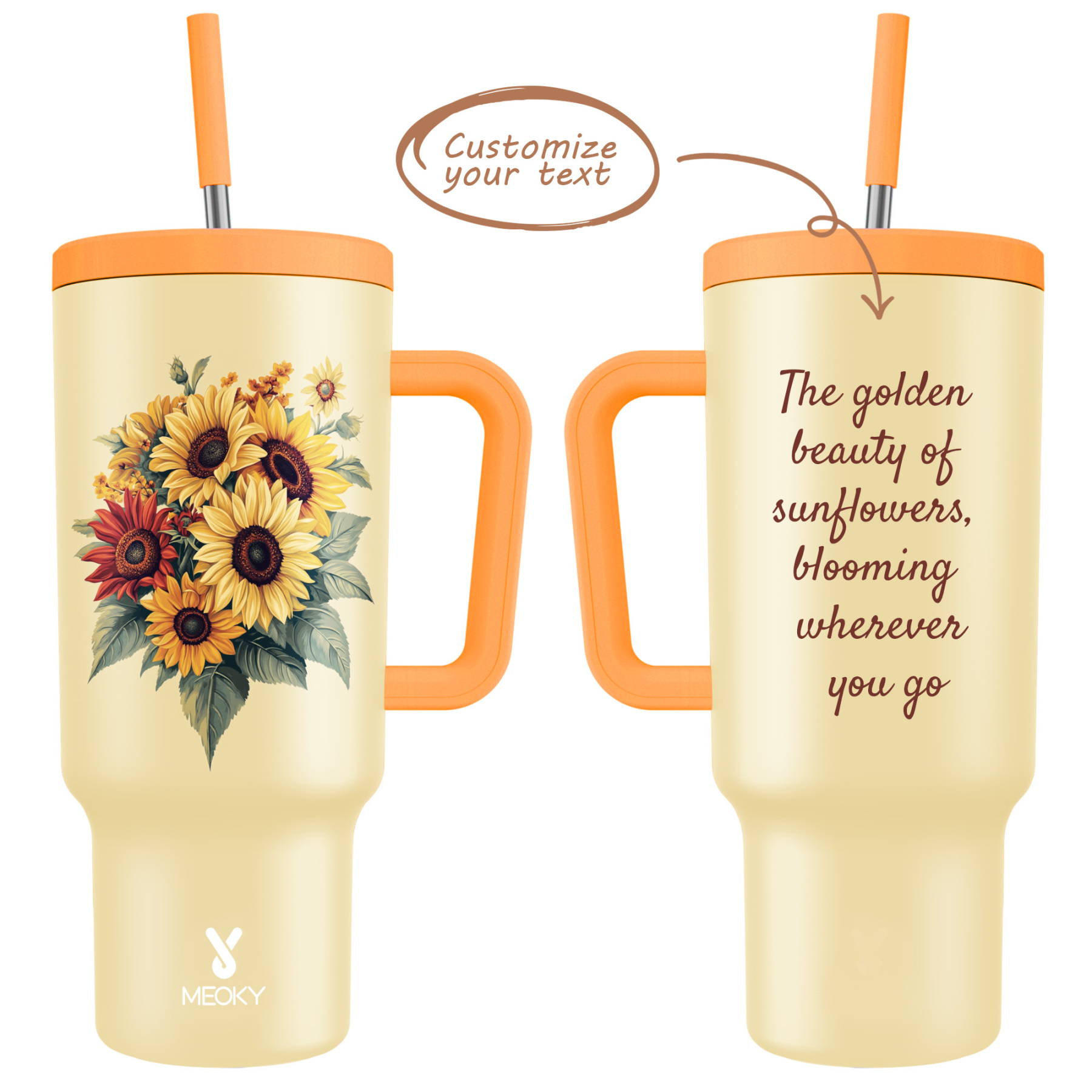 40oz Tumbler With Straw Customized - Flowers Collection - The perfect gift for Loved ones, relatives, friends !