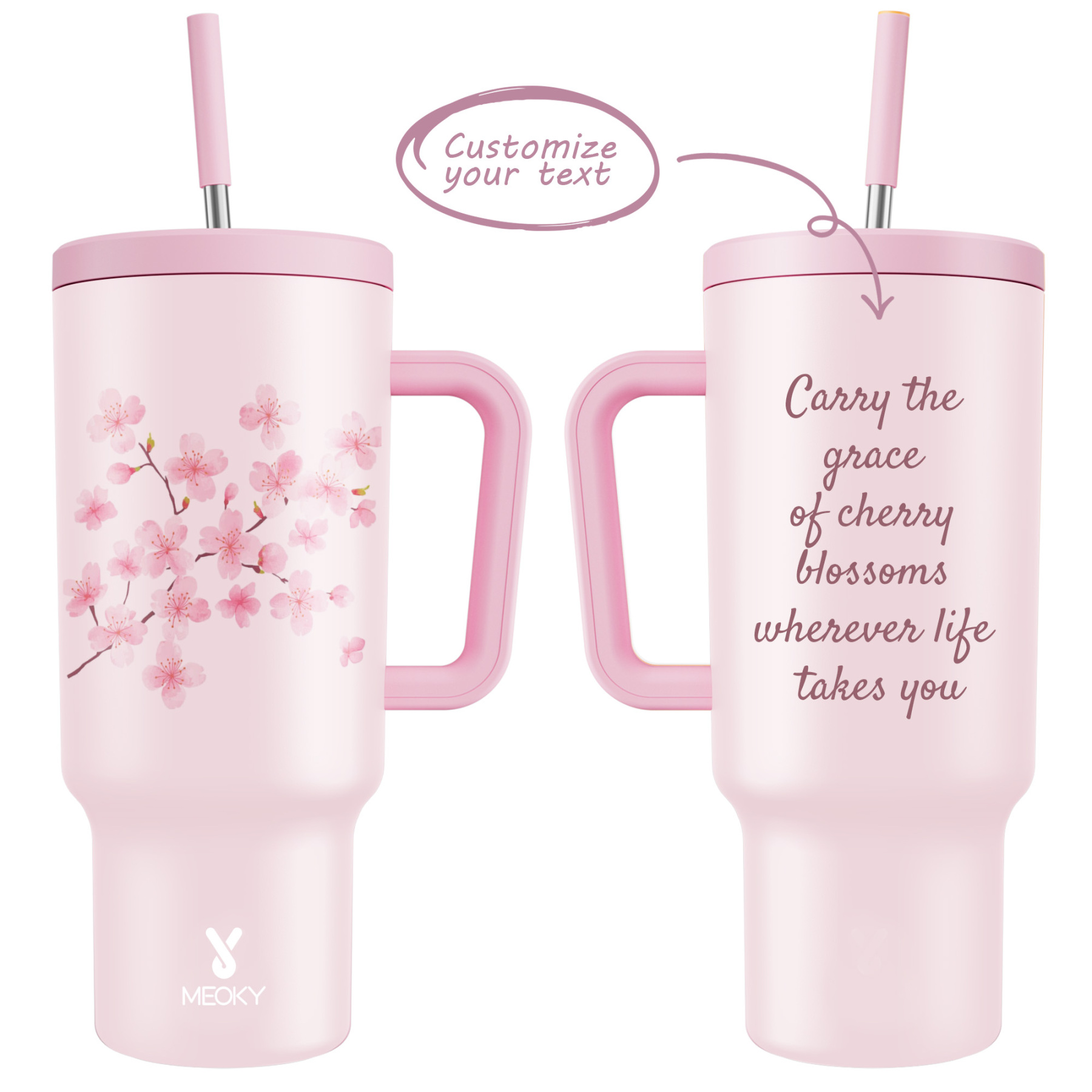 40oz Tumbler With Straw Customized - Flowers Collection - The perfect gift for Loved ones, relatives, friends !