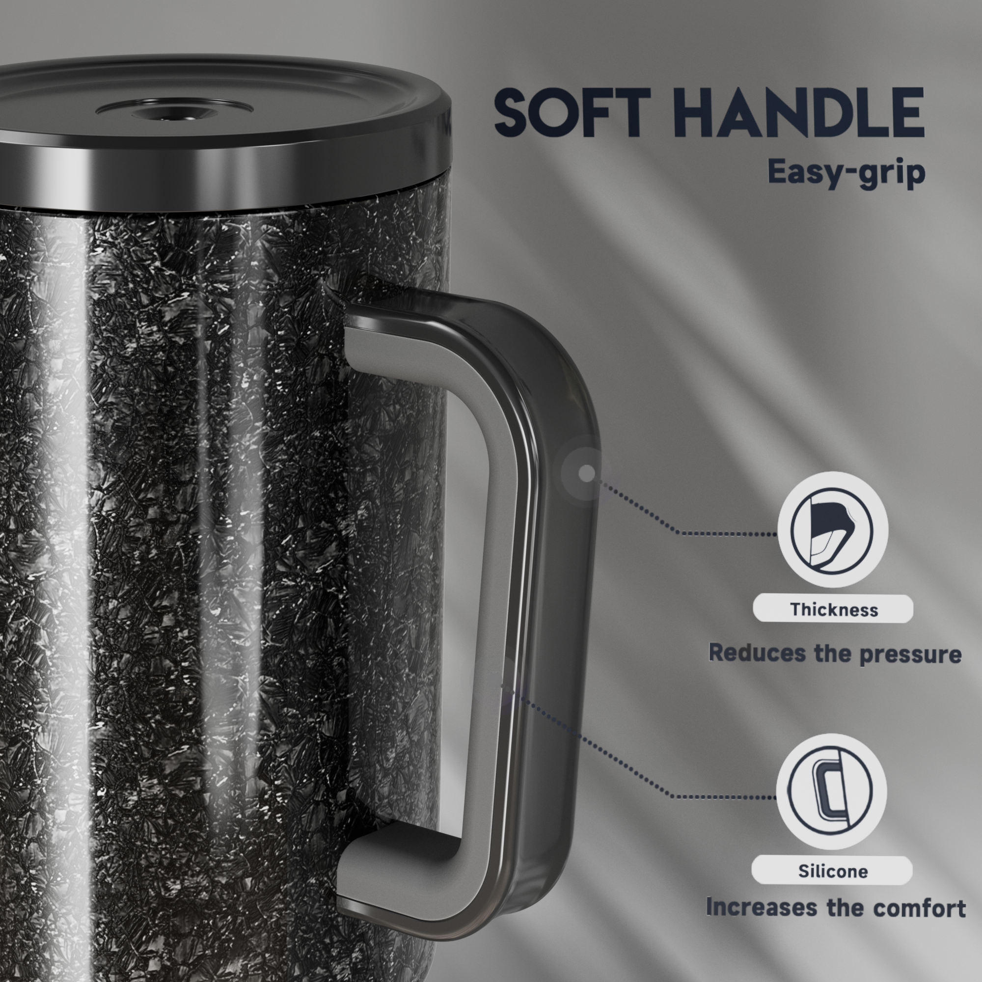 40oz Tumbler With Straw Ice Pattern-Black